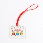 アクリル絵馬(S)赤色の根付ストラップ付きクリアキーホルダー 大ロットはもちろん1個でも安く物販品や販促品・合格祈願などのお守りにおすすめ 自作アクキー