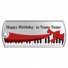 ピアノのイラストがかわいい名前入りキーホルダーをオリジナルでプリント　誕生日祝いのテンプレート　タグ型キーホルダー（クリア）の無料デザインテンプレート