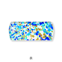 ブルー タグ型キーホルダー（水玉ラメ）