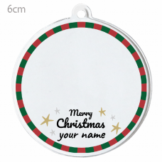 写真を入れられるクリスマスカラーの円形キーホルダーをオリジナルでプリント　クリスマスのテンプレート　円形キーホルダー（クリア）の無料デザインテンプレート