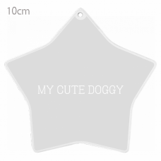 愛犬写真におしゃれなロゴを入れられる星型キーホルダーをオリジナルでプリント　ペットグッズのテンプレート　星型キーホルダー（クリア）の無料デザインテンプレート