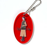 楕円型キーホルダー(クリアレッド)