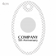 会社名とロゴ入り周年記念のキーホルダーをオリジナルでプリント　企業・ショップのテンプレート　楕円型キーホルダー（クリア）の無料デザインテンプレート