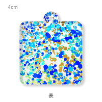 ブルー 正方形キーホルダー（水玉ラメ）
