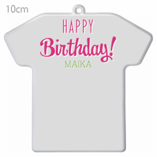 Happy Birthday! キーホルダーをオリジナルでプリント　誕生日祝いのテンプレート　Tシャツ型キーホルダー（クリア）の無料デザインテンプレート