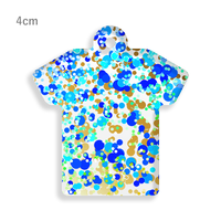 ブルー Tシャツ型キーホルダー(水玉ラメ)