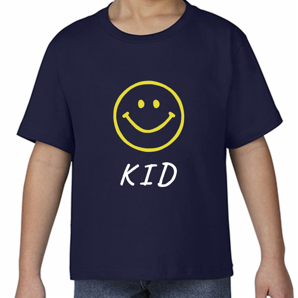Gildan ジャパンフィットtシャツ キッズ お子さんに家族おそろいのスマイルマークtシャツをオリジナルでプリント 親子tシャツのテンプレート作例詳細 オリジナルプリント