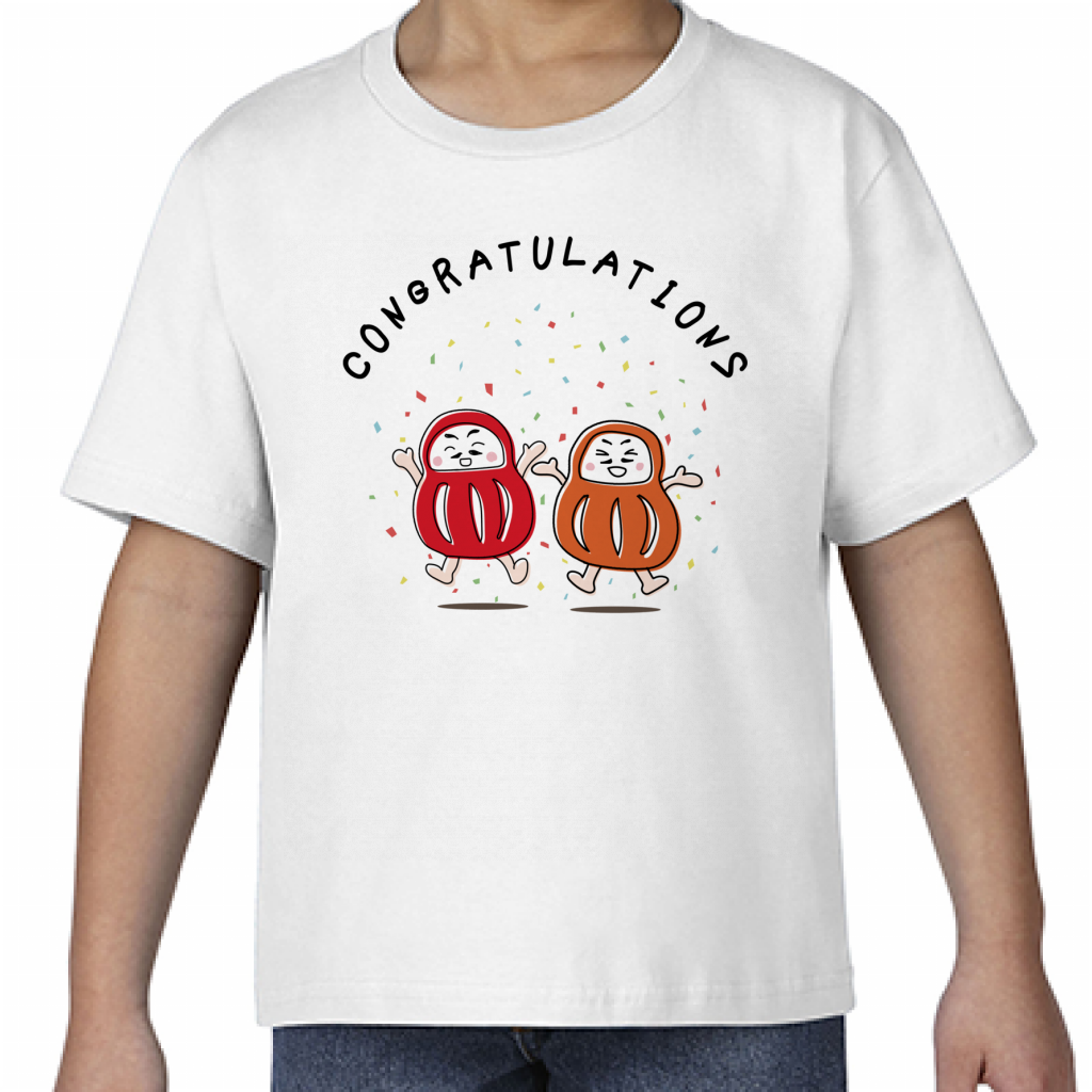 Gildan ジャパンフィットtシャツ キッズ 喜ぶダルマのイラスト入りキッズtシャツをオリジナルでプリント 合格祝いのテンプレート作例詳細 オリジナルプリント
