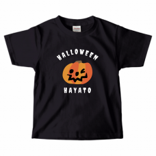 ポップなカボチャのイラストがかわいいキッズTシャツをオリジナルでプリント　ハロウィンのテンプレート　PrintstarヘビーウェイトTシャツ（キッズ）の無料デザインテンプレート