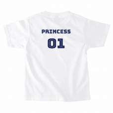 女の子にゼッケン風の親子おそろいTシャツをオリジナルでプリント　親子Tシャツのテンプレート　PrintstarヘビーウェイトTシャツ（キッズ）の無料デザインテンプレート