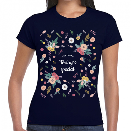 Gildan ジャパンフィットtシャツ レディース 無料テンプレート ナチュラル ガーリーな花柄にメッセージを入れられるtシャツ 作例詳細 オリジナルプリント