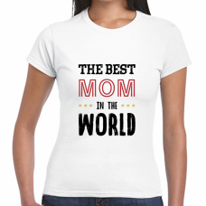 華やかなタイポグラフフィで「世界で一番のママ」Tシャツをオリジナルでプリント　親子Tシャツのテンプレート