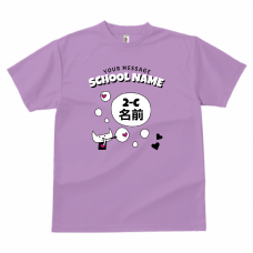 猫イラストがカジュアルなクラスTシャツをオンデマンド転写でオリジナルでプリント　クラスTシャツのテンプレート　GLIMMER 4.4oz ドライTシャツ（レディース）の無料デザインテンプレート