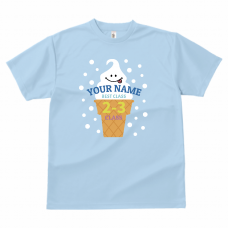 ソフトクリームと水玉のイラスト入りクラスTシャツをオリジナルでプリント　クラスTシャツのテンプレート　GLIMMER 4.4oz ドライTシャツ（レディース）の無料デザインテンプレート