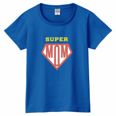 ヒーロー風のロゴ入りママのTシャツをオリジナルでプリント　親子Tシャツのテンプレート　PrintstarヘビーウェイトTシャツ（レディース）の無料デザインテンプレート
