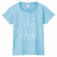 プリンセスのイラストデザイン入りクラスTシャツをオリジナルでプリント　クラスTシャツのテンプレート　PrintstarヘビーウェイトTシャツ（レディース）の無料デザインテンプレート