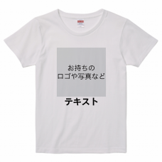 胸中央 ロゴ画像＆黒文字 ＋ 背中中央 ロゴ画像＆黒文字 United Athle 5.6oz ハイクオリティTシャツ（レディース） シンプル名入れテンプレート　United Athle 5.6oz ハイクオリティTシャツ（レディース）の無料デザインテンプレート