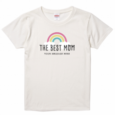 虹のワンポイントとメッセージ入りママのTシャツをオリジナルでプリント　親子Tシャツのテンプレート