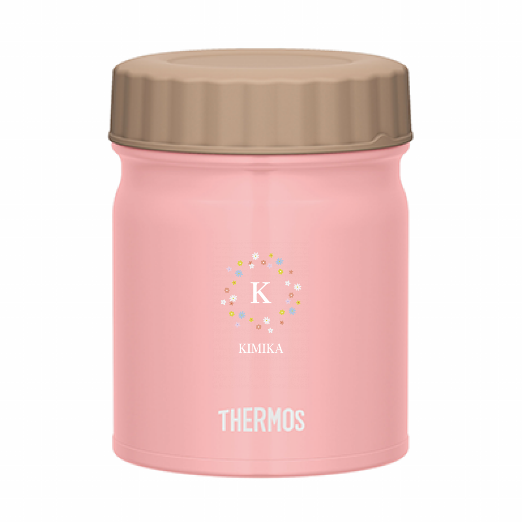ロフプリ Thermos 真空断熱スープジャー 300ml 花柄とイニシャル入りスープジャーをオリジナルでプリント 趣味 ハンドメイドのテンプレート作例詳細 オリジナルプリント
