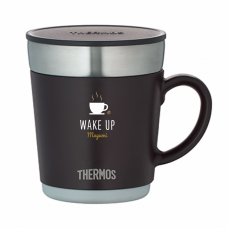 コーヒーカップのイラストとメッセージ入りサーモス保温マグカップをオリジナルでプリント　ライフスタイルのテンプレート　THERMOS 保温マグカップの無料デザインテンプレート