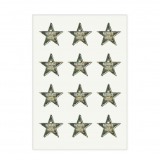 星の迷彩ロゴがかっこいいアイロン熱転写シート（12面付）をオリジナルでプリント　メンズデザインのテンプレート