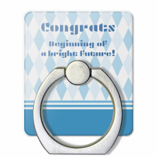 ブルーのダイヤ柄がおしゃれなスマホリングをオリジナルでプリント　卒業祝いのテンプレート　air-J スマホリング クリアの無料デザインテンプレート