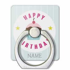 カップケーキのイラストがかわいい誕生日祝いのスマホリングをオリジナルでプリント　誕生日祝いのテンプレート　air-J スマホリング クリアの無料デザインテンプレート