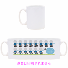 サッカー部チームメイトの顔写真が入れられる記念マグカップをオリジナルでプリント　卒団記念のテンプレート