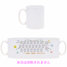 ガーランドとお花がカラフルな写真入れ卒園マグカップをオリジナルでプリント　卒園祝いのテンプレート