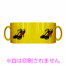 おしゃれなハイヒールのイラスト入り金色マグカップをオリジナルでプリント　マグカップのテンプレート　金色マグカップの無料デザインテンプレート