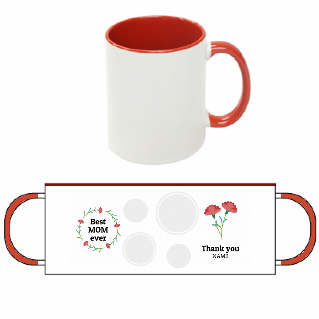 2トーンマグカップ カーネーションのイラストと写真入りマグカップを 