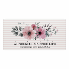 水彩の花がきれいなウェディングメッセージ入りウォールフックをオリジナルでプリント　結婚祝いのテンプレート　【アウトレット】ウォールフックの無料デザインテンプレート