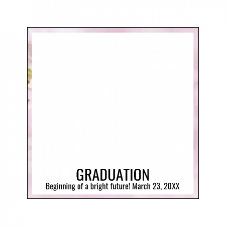 正方形ファブリックパネル 30cm 30cm 桜のフレームが彩るファブリックパネルをオリジナルでプリント 卒業祝いのテンプレート作例詳細 オリジナルプリント