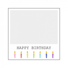 カラフルなキャンドルイラストがかわいい誕生日祝いの写真パネルをオリジナルでプリント　誕生日祝いのテンプレート　正方形ファブリックパネル（30cmx30cm）の無料デザインテンプレート