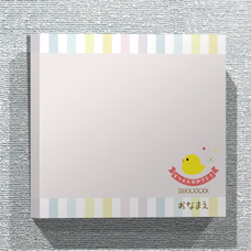 ひよこのワンポイントがかわいい卒園記念写真パネルをオリジナルでプリント　卒園祝いのテンプレート　正方形ファブリックパネル（30cmx30cm）の無料デザインテンプレート