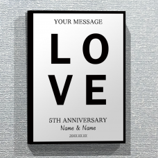 LOVEの背景に写真を入れられるおしゃれなファブリックパネルをオリジナルでプリント　結婚記念のテンプレート　A3縦向きファブリックパネルの無料デザインテンプレート