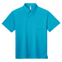 ブルー GLIMMER 4.4oz ドライボタンダウンポロシャツ（ポケット付）