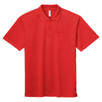レッド GLIMMER 4.4oz ドライポロシャツ（ポケット付）