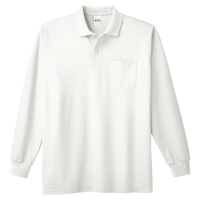 ホワイト Printstar 5.8oz 長袖ポロシャツ（ポケット付）