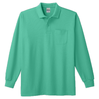 グリーン Printstar 5.8oz 長袖ポロシャツ（ポケット付）
