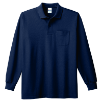 ブルー Printstar 5.8oz 長袖ポロシャツ（ポケット付）