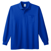 ブルー Printstar 5.8oz 長袖ポロシャツ（ポケット付）