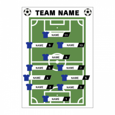 サッカーフィールドにチーム名とメンバー名入りポスターをオリジナルでプリント　サッカー・スポーツのテンプレート　B2 合成紙ポスターの無料デザインテンプレート