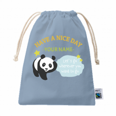 パンダのイラストと英語のメッセージ入り巾着をオリジナルでプリント　キッズデザインのテンプレート