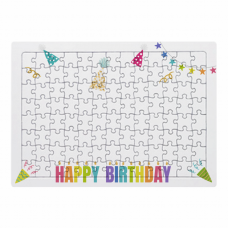 にぎやかな誕生日祝いの写真パズルをオリジナルでプリント　誕生日祝いのテンプレート　ジグソーパズル（A4横型）の無料デザインテンプレート