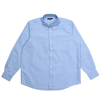 ブルー AITOZ メンズ長袖オックスボタンダウンシャツ