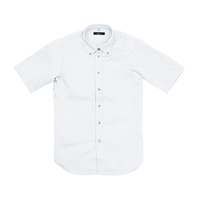 ホワイト AITOZ 半袖ボタンダウンシャツ（ヘリンボーン）