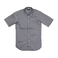 グレー AITOZ 半袖ボタンダウンシャツ（ヘリンボーン）