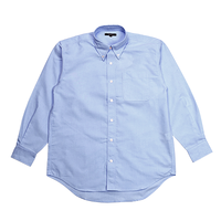 ブルー AITOZ 長袖T/Cオックスボタンダウンシャツ