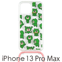 iPhone 13 Pro Max ショルダーストラップ付きクリアケース（ピンク）